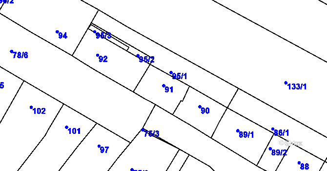Parcela st. 91 v KÚ Svatobořice, Katastrální mapa