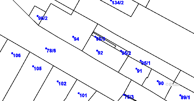 Parcela st. 92 v KÚ Svatobořice, Katastrální mapa