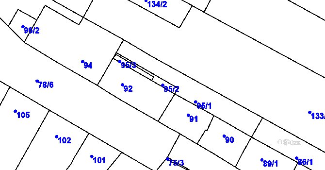 Parcela st. 95/2 v KÚ Svatobořice, Katastrální mapa
