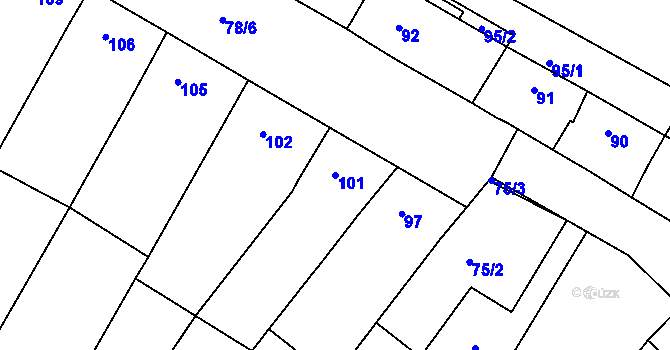 Parcela st. 101 v KÚ Svatobořice, Katastrální mapa