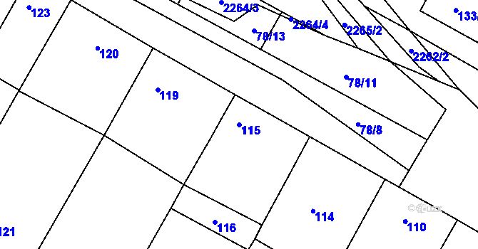 Parcela st. 115 v KÚ Svatobořice, Katastrální mapa