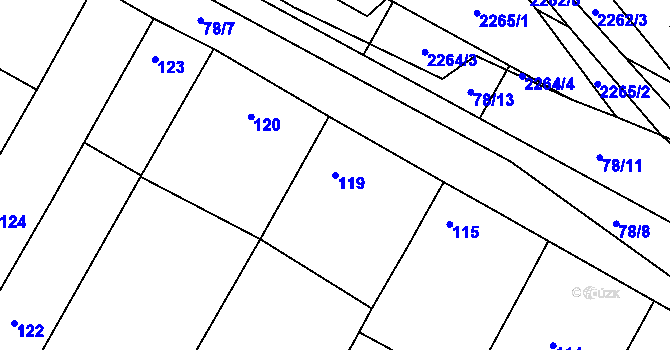 Parcela st. 119 v KÚ Svatobořice, Katastrální mapa