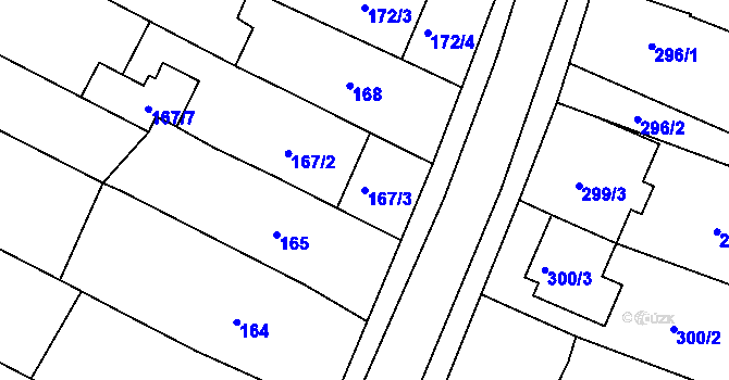 Parcela st. 167/3 v KÚ Svatobořice, Katastrální mapa