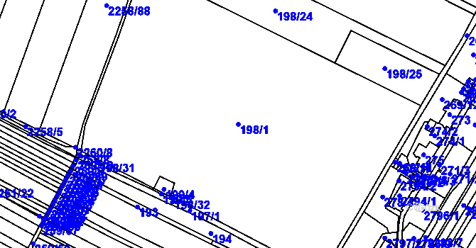 Parcela st. 198/1 v KÚ Svatobořice, Katastrální mapa