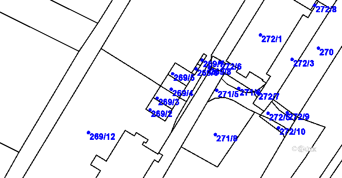 Parcela st. 269/4 v KÚ Svatobořice, Katastrální mapa