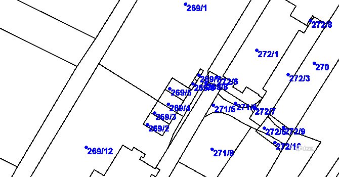 Parcela st. 269/5 v KÚ Svatobořice, Katastrální mapa