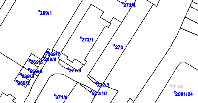 Parcela st. 272/3 v KÚ Svatobořice, Katastrální mapa
