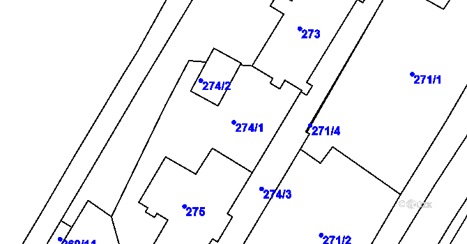 Parcela st. 274/1 v KÚ Svatobořice, Katastrální mapa