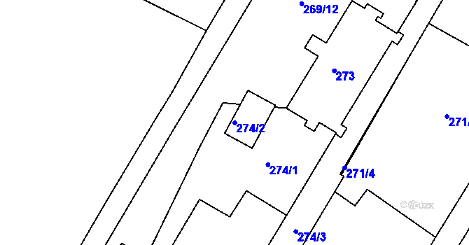 Parcela st. 274/2 v KÚ Svatobořice, Katastrální mapa