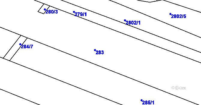 Parcela st. 282/1 v KÚ Svatobořice, Katastrální mapa
