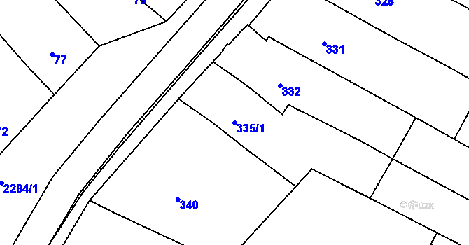 Parcela st. 335/1 v KÚ Svatobořice, Katastrální mapa