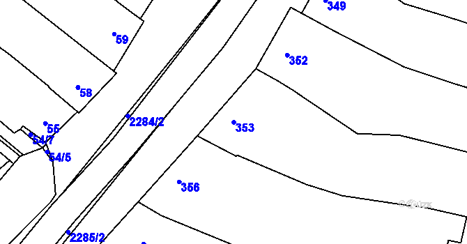 Parcela st. 353 v KÚ Svatobořice, Katastrální mapa