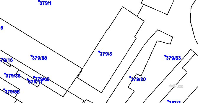Parcela st. 379/5 v KÚ Svatobořice, Katastrální mapa