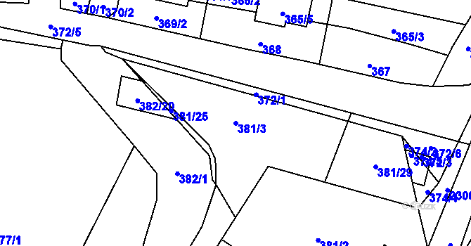 Parcela st. 381/3 v KÚ Svatobořice, Katastrální mapa