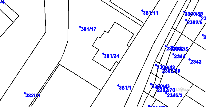 Parcela st. 381/24 v KÚ Svatobořice, Katastrální mapa
