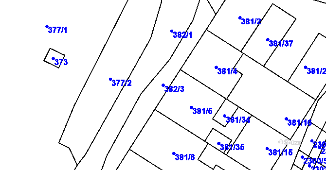 Parcela st. 382/3 v KÚ Svatobořice, Katastrální mapa
