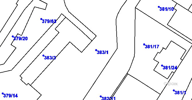 Parcela st. 383/1 v KÚ Svatobořice, Katastrální mapa