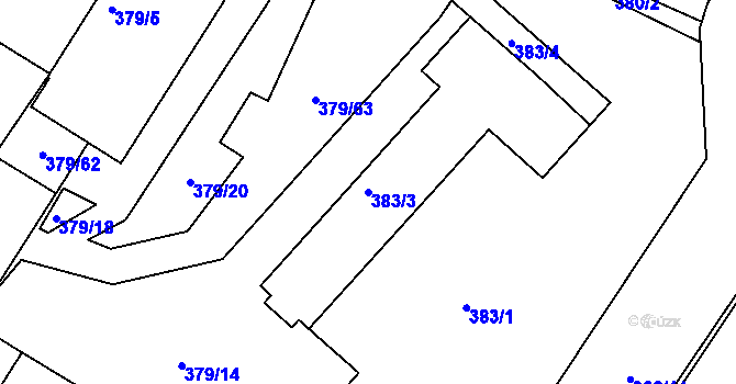 Parcela st. 383/3 v KÚ Svatobořice, Katastrální mapa