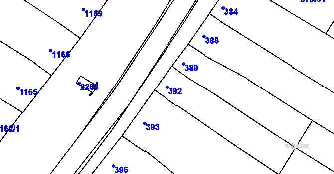 Parcela st. 392 v KÚ Svatobořice, Katastrální mapa
