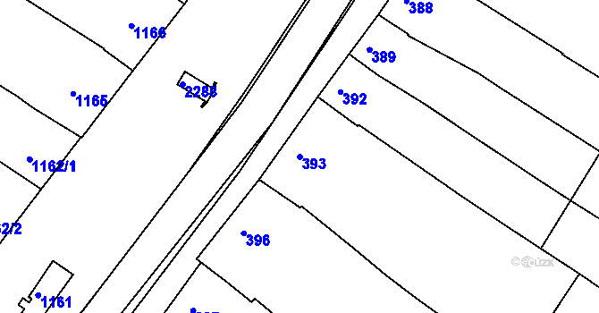 Parcela st. 393 v KÚ Svatobořice, Katastrální mapa