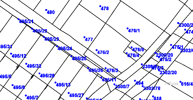 Parcela st. 476/2 v KÚ Svatobořice, Katastrální mapa