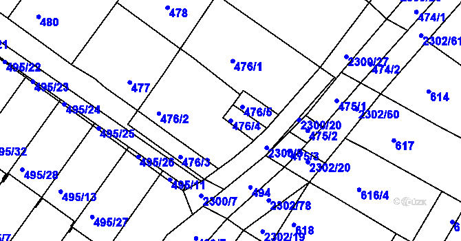 Parcela st. 476/4 v KÚ Svatobořice, Katastrální mapa