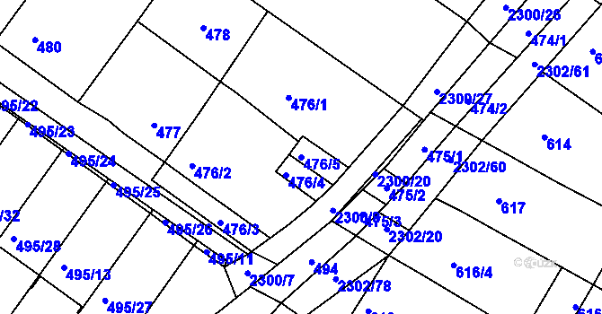 Parcela st. 476/5 v KÚ Svatobořice, Katastrální mapa