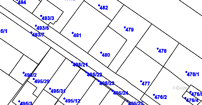 Parcela st. 480 v KÚ Svatobořice, Katastrální mapa