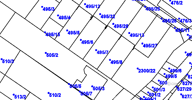 Parcela st. 495/7 v KÚ Svatobořice, Katastrální mapa