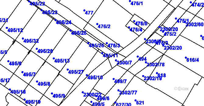 Parcela st. 495/11 v KÚ Svatobořice, Katastrální mapa
