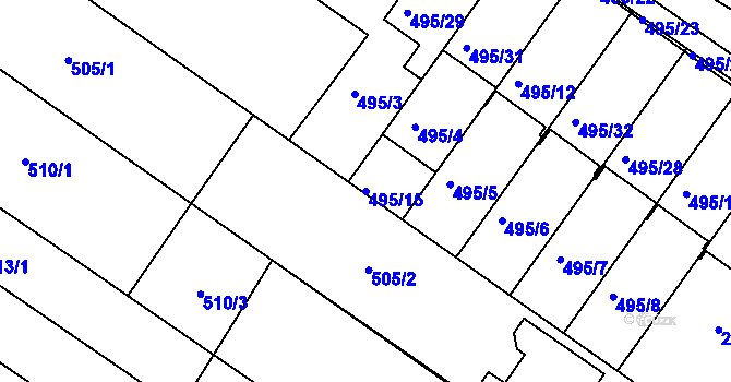 Parcela st. 495/15 v KÚ Svatobořice, Katastrální mapa