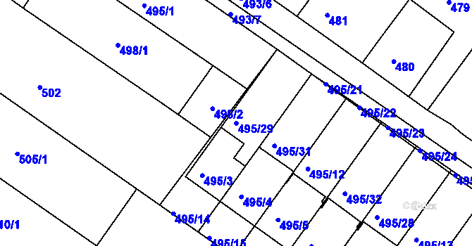 Parcela st. 495/29 v KÚ Svatobořice, Katastrální mapa