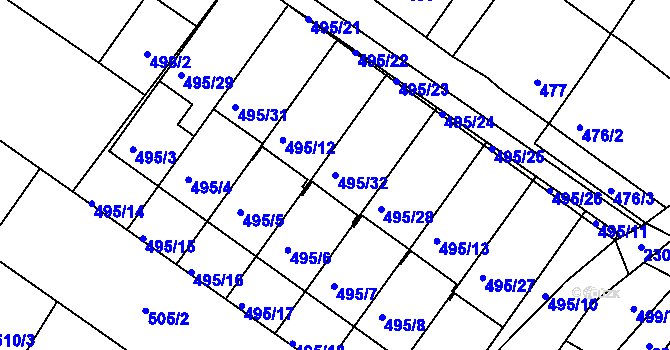 Parcela st. 495/32 v KÚ Svatobořice, Katastrální mapa