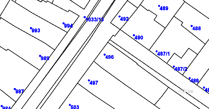Parcela st. 496 v KÚ Svatobořice, Katastrální mapa