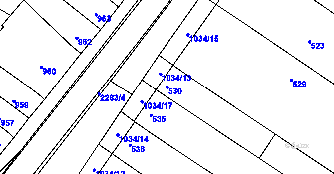 Parcela st. 530 v KÚ Svatobořice, Katastrální mapa