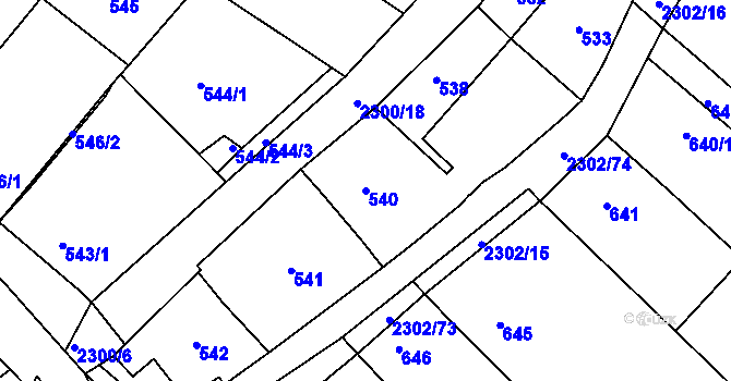 Parcela st. 540 v KÚ Svatobořice, Katastrální mapa