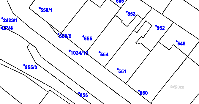 Parcela st. 554 v KÚ Svatobořice, Katastrální mapa