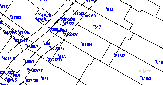 Parcela st. 616/4 v KÚ Svatobořice, Katastrální mapa