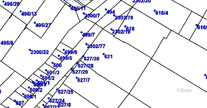 Parcela st. 621 v KÚ Svatobořice, Katastrální mapa