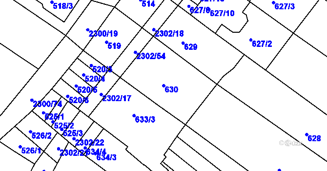 Parcela st. 630 v KÚ Svatobořice, Katastrální mapa