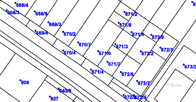 Parcela st. 671/6 v KÚ Svatobořice, Katastrální mapa