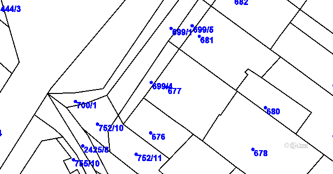 Parcela st. 677 v KÚ Svatobořice, Katastrální mapa