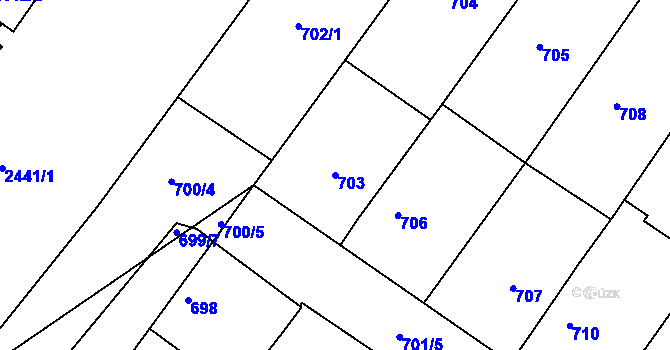 Parcela st. 703 v KÚ Svatobořice, Katastrální mapa