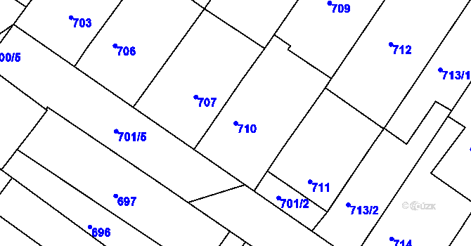 Parcela st. 710 v KÚ Svatobořice, Katastrální mapa