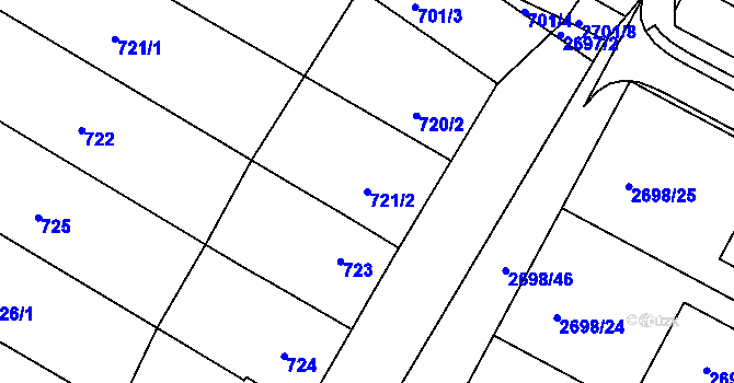 Parcela st. 721/2 v KÚ Svatobořice, Katastrální mapa