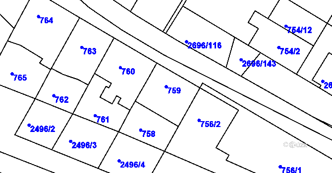 Parcela st. 759 v KÚ Svatobořice, Katastrální mapa