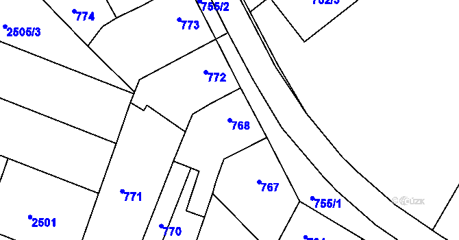 Parcela st. 768 v KÚ Svatobořice, Katastrální mapa