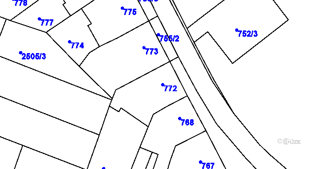 Parcela st. 772 v KÚ Svatobořice, Katastrální mapa