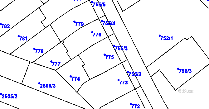 Parcela st. 775 v KÚ Svatobořice, Katastrální mapa