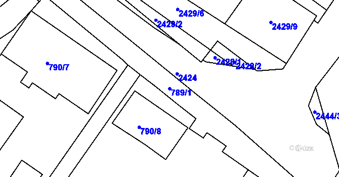 Parcela st. 789/1 v KÚ Svatobořice, Katastrální mapa